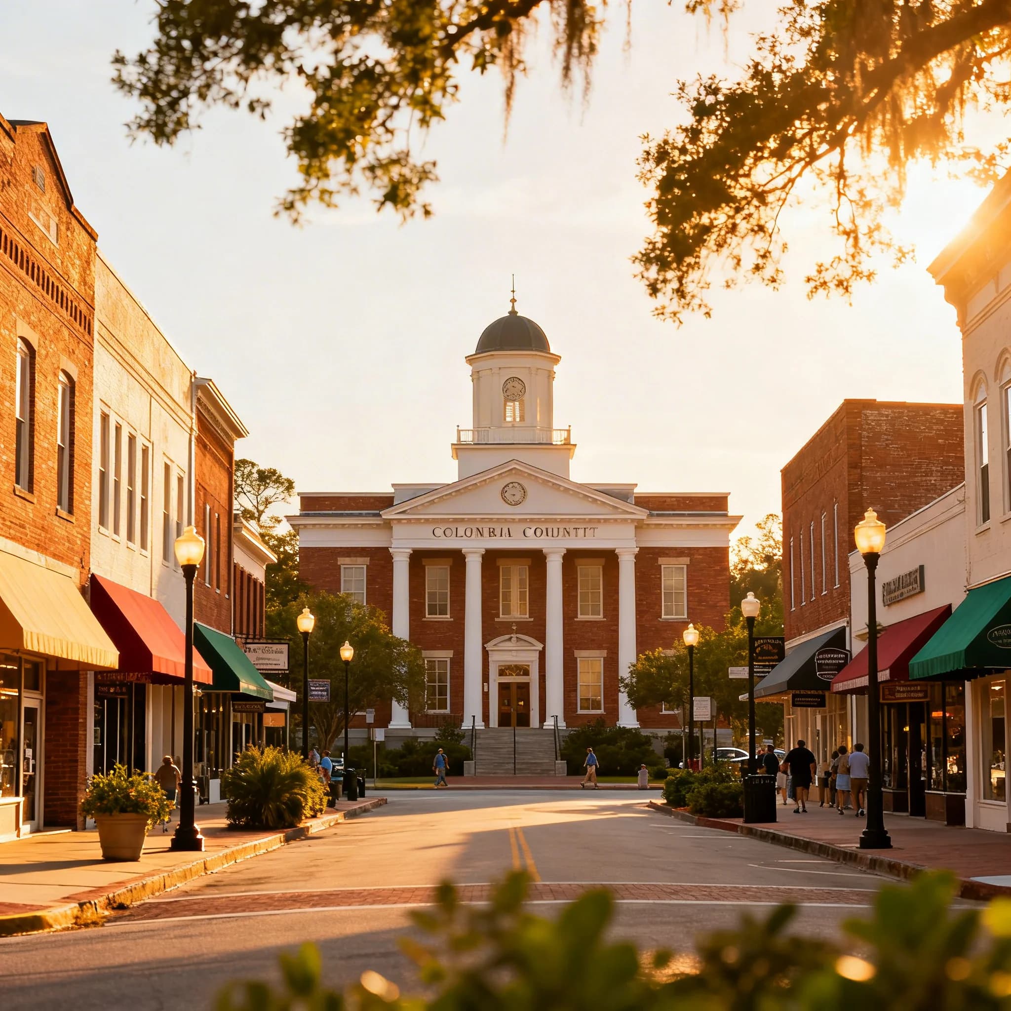 Lake City Florida downtown with historic courthouse and local businesses