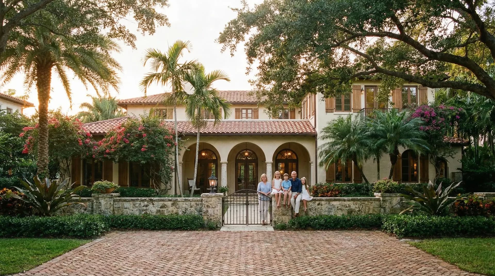 Elegant Florida home at golden hour